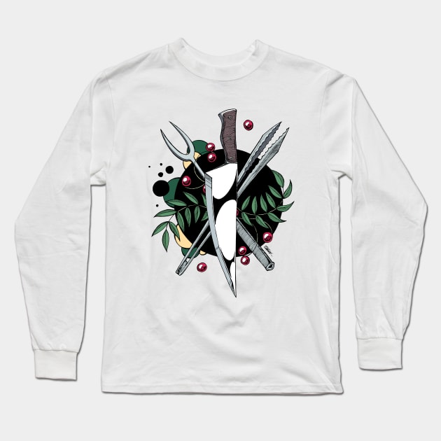 Chef Crest Logo - Tattoo Style Long Sleeve T-Shirt by Indi Martin